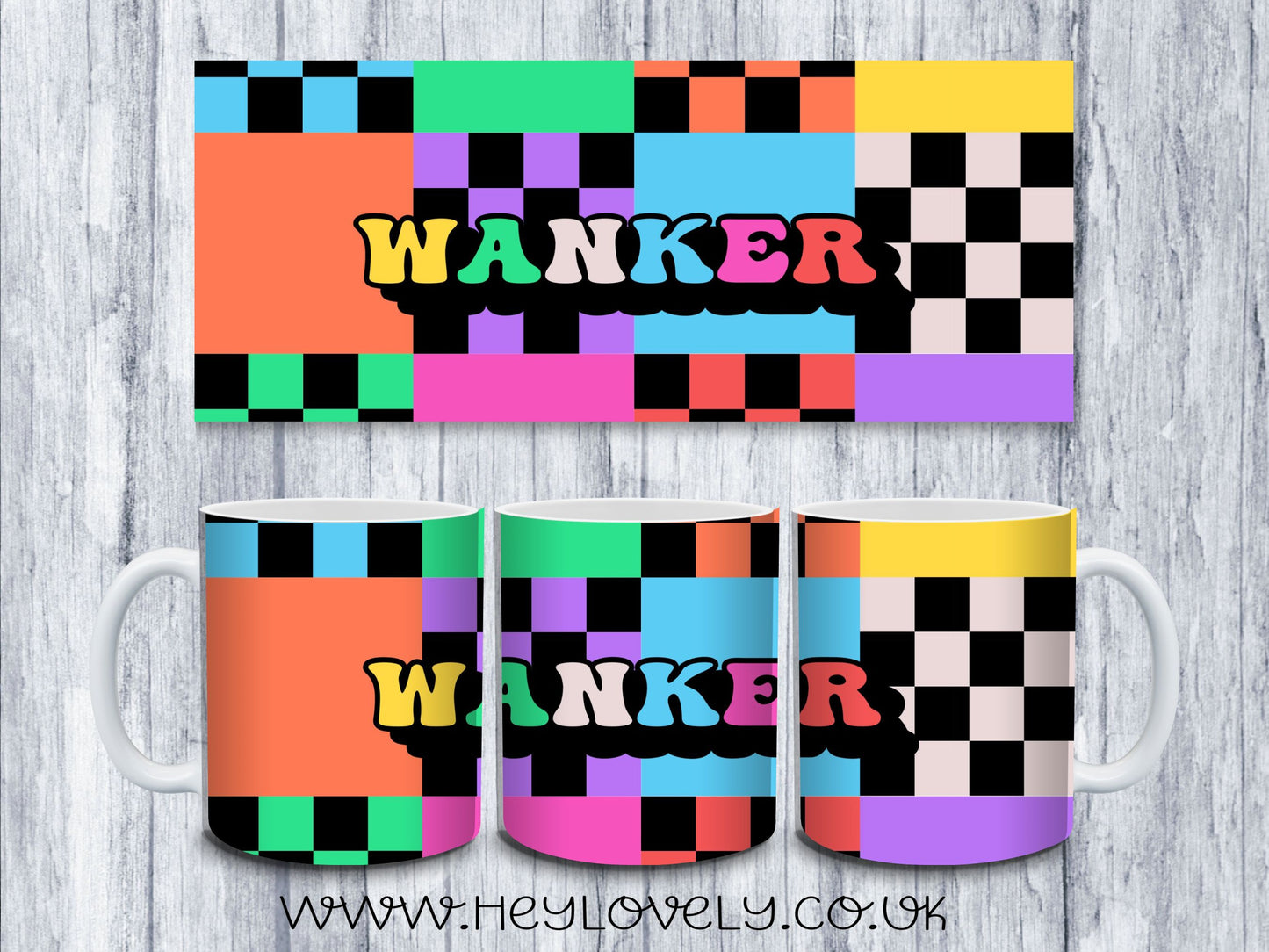 Sweary Mug Bright Squares Design