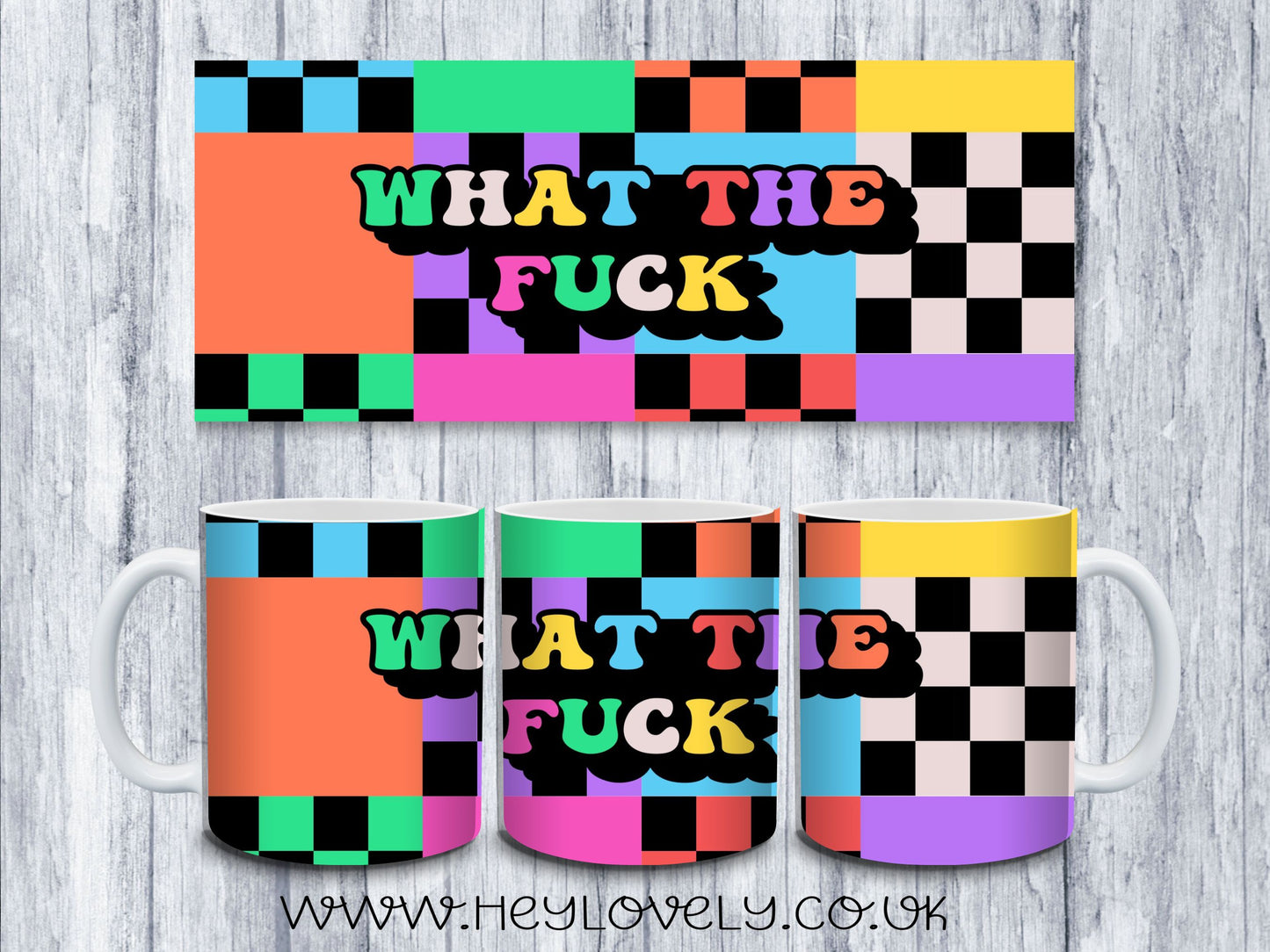 Sweary Mug Bright Squares Design
