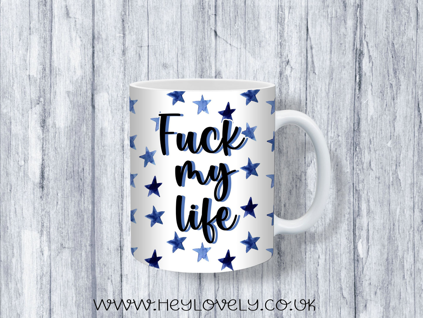 Sweary Mug Blue Stars