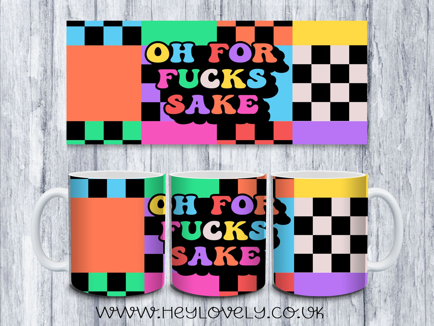Sweary Mug Bright Squares Design
