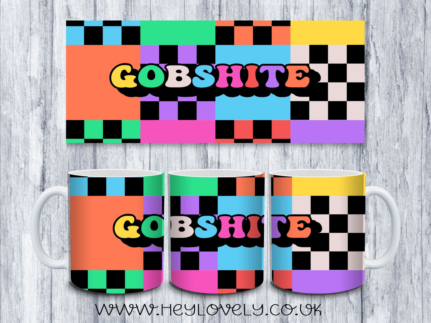 Sweary Mug Bright Squares Design