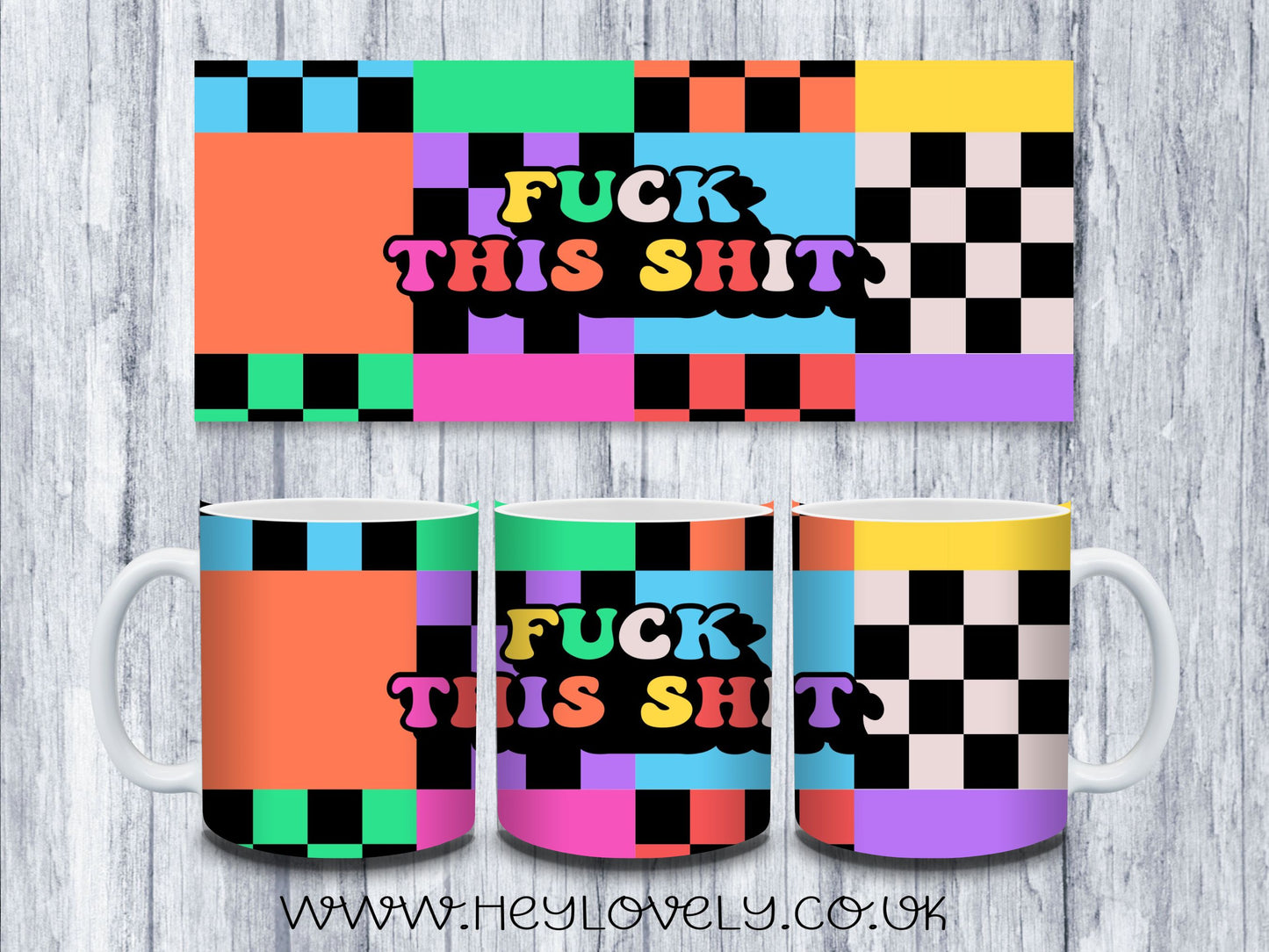 Sweary Mug Bright Squares Design