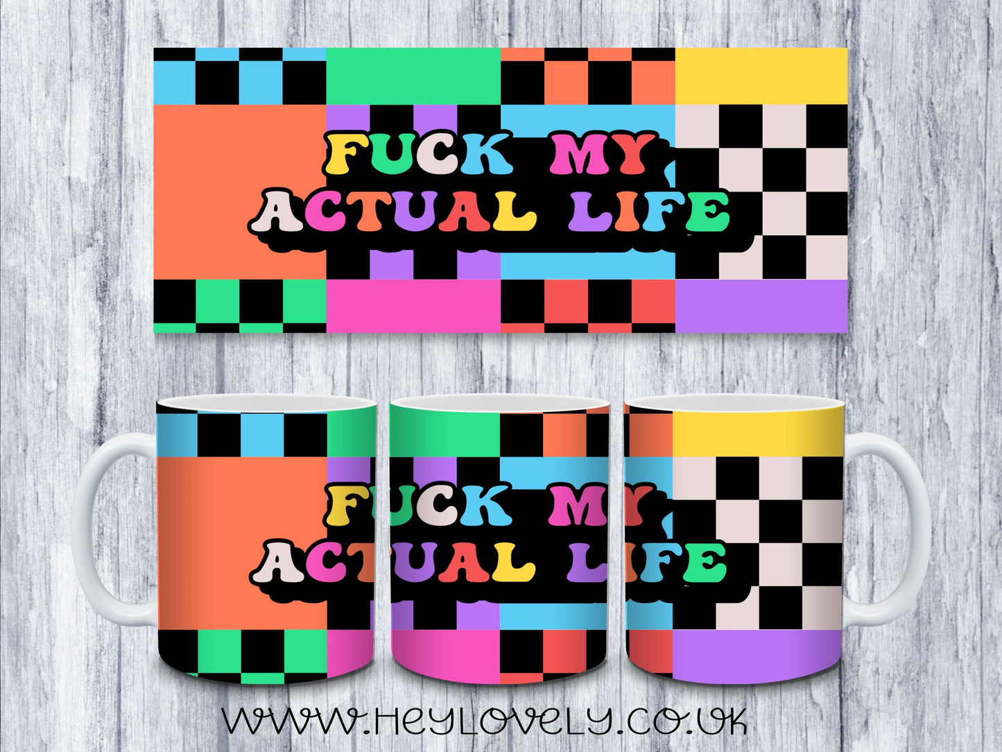Sweary Mug Bright Squares Design