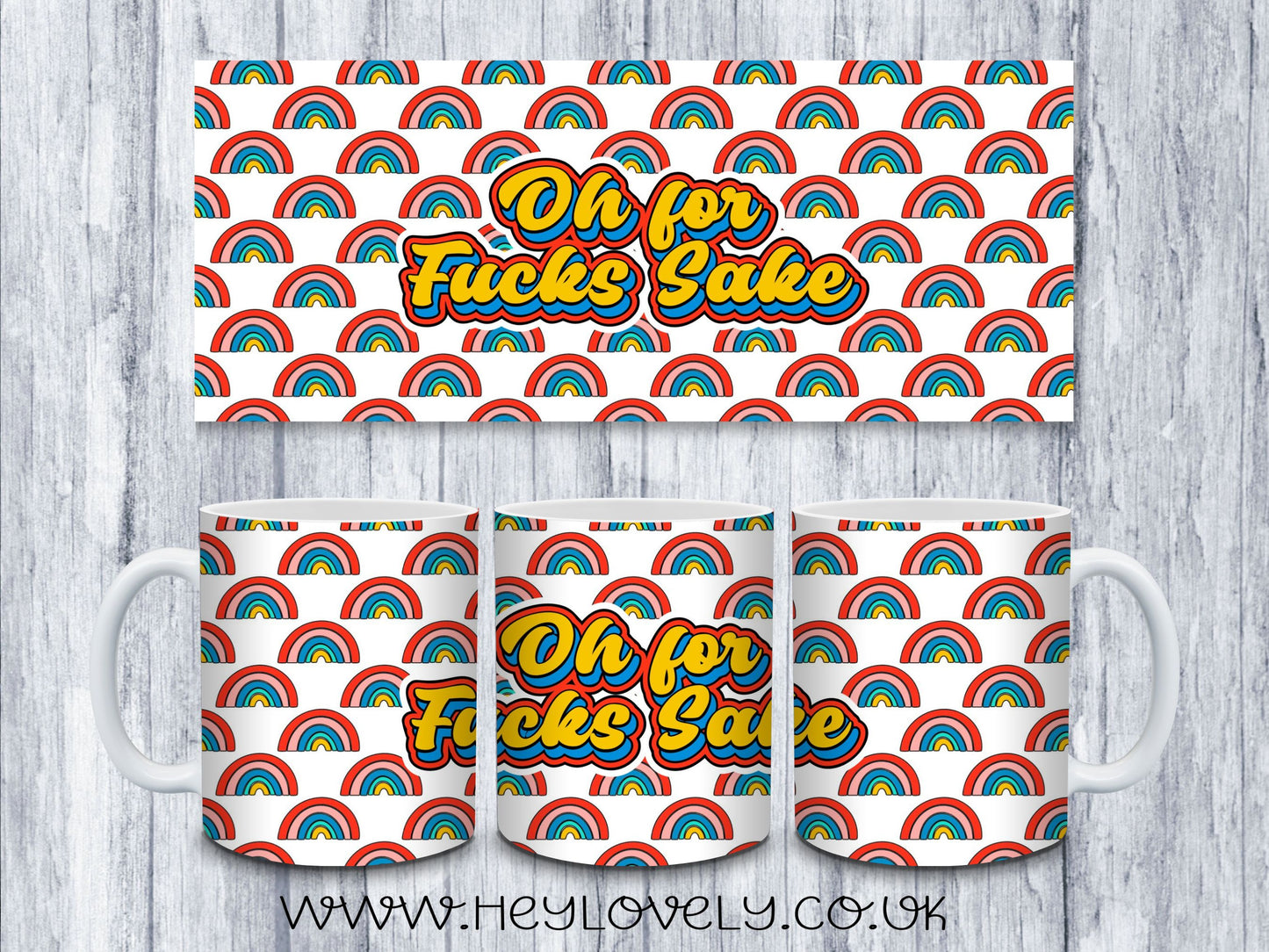 Sweary Mug Retro Rainbow Design