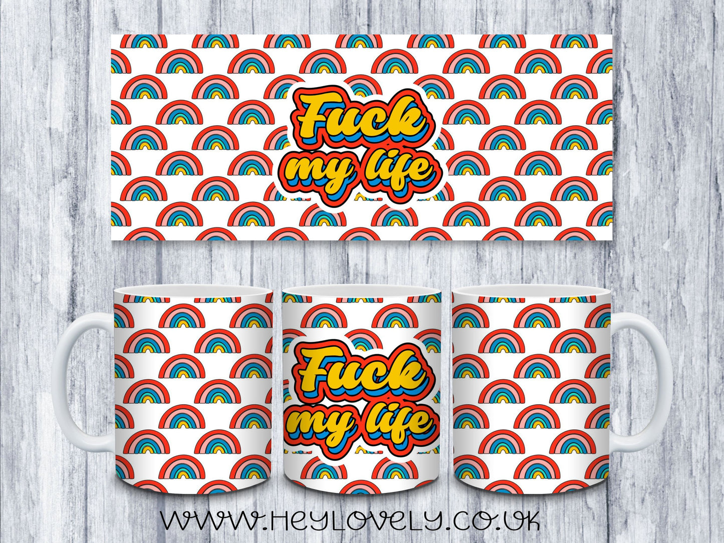 Sweary Mug Retro Rainbow Design