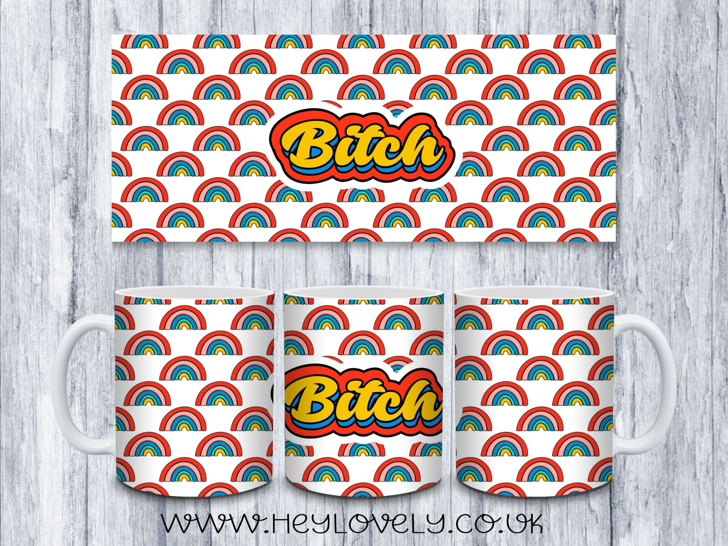 Sweary Mug Retro Rainbow Design