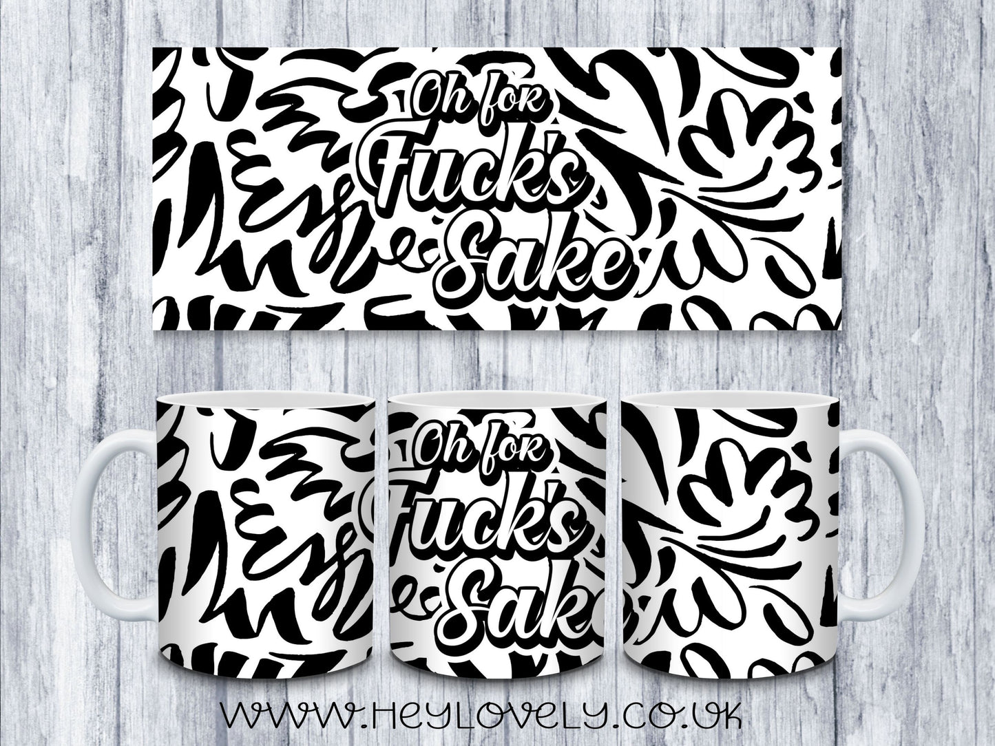 Sweary Mug Black & White Design