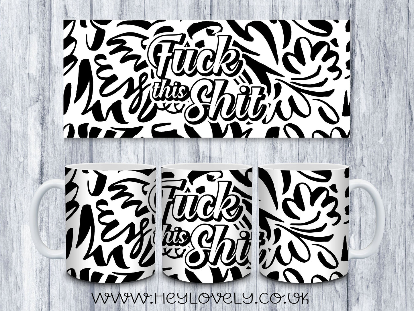 Sweary Mug Black & White Design