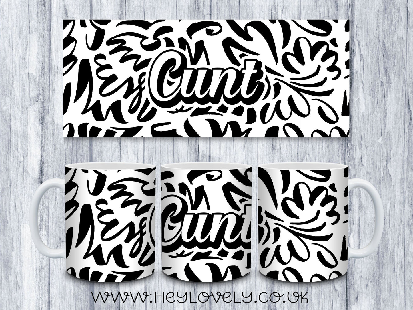 Sweary Mug Black & White Design