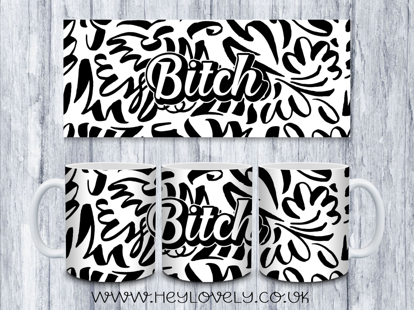 Sweary Mug Black & White Design