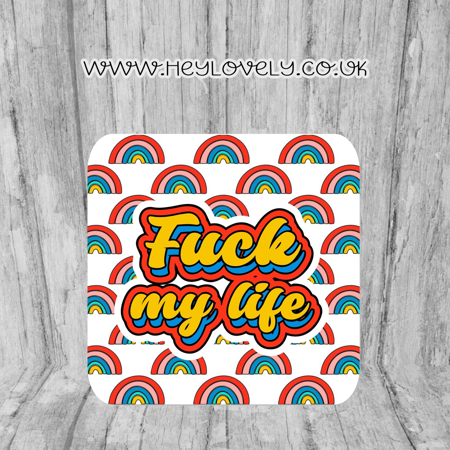 Sweary Mug Retro Rainbow Design