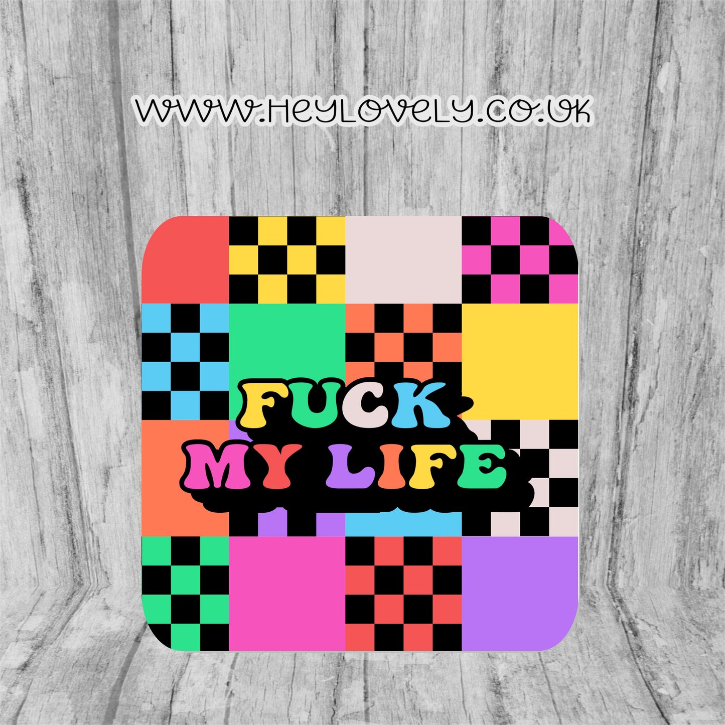 Sweary Mug Bright Squares Design