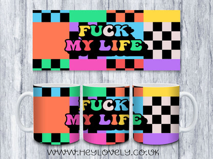 Sweary Mug Bright Squares Design