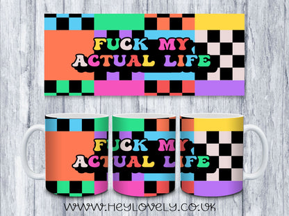 Sweary Mug Bright Squares Design