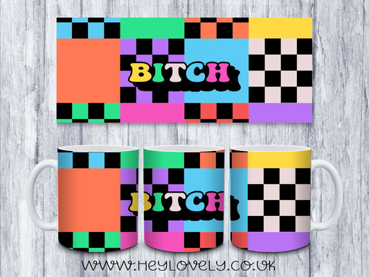 Sweary Mug Bright Squares Design