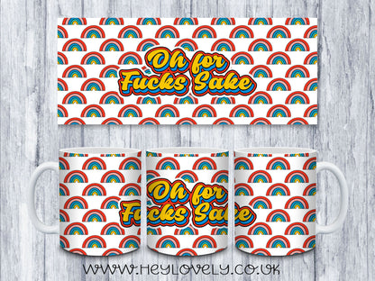 Sweary Mug Retro Rainbow Design