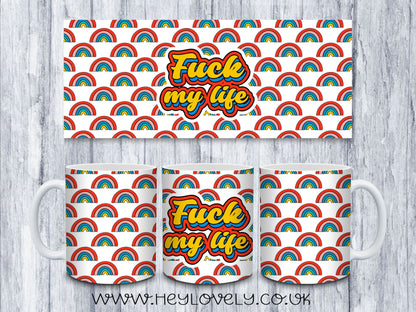 Sweary Mug Retro Rainbow Design