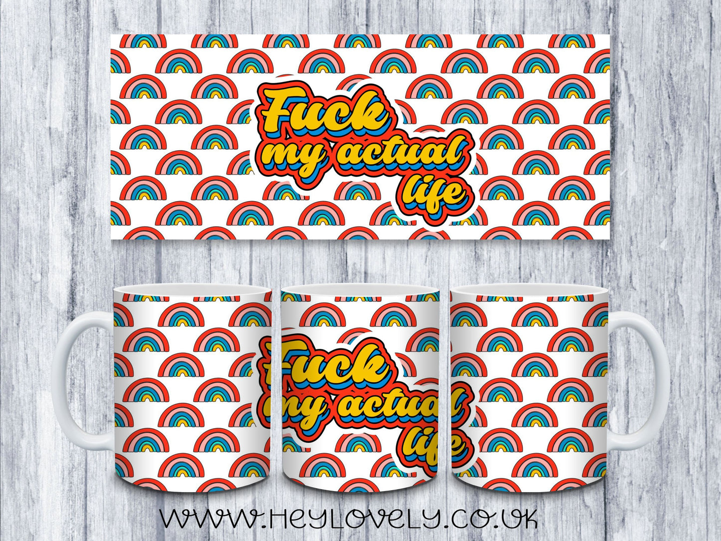 Sweary Mug Retro Rainbow Design