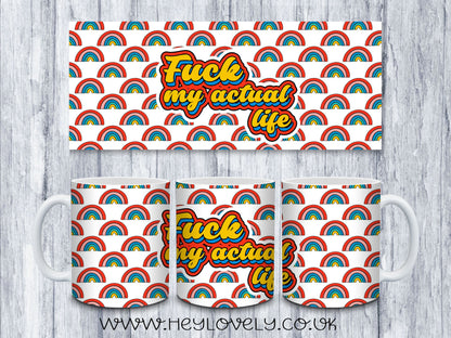 Sweary Mug Retro Rainbow Design