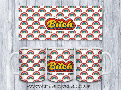 Sweary Mug Retro Rainbow Design