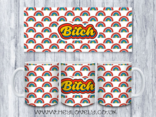 Sweary Mug Retro Rainbow Design