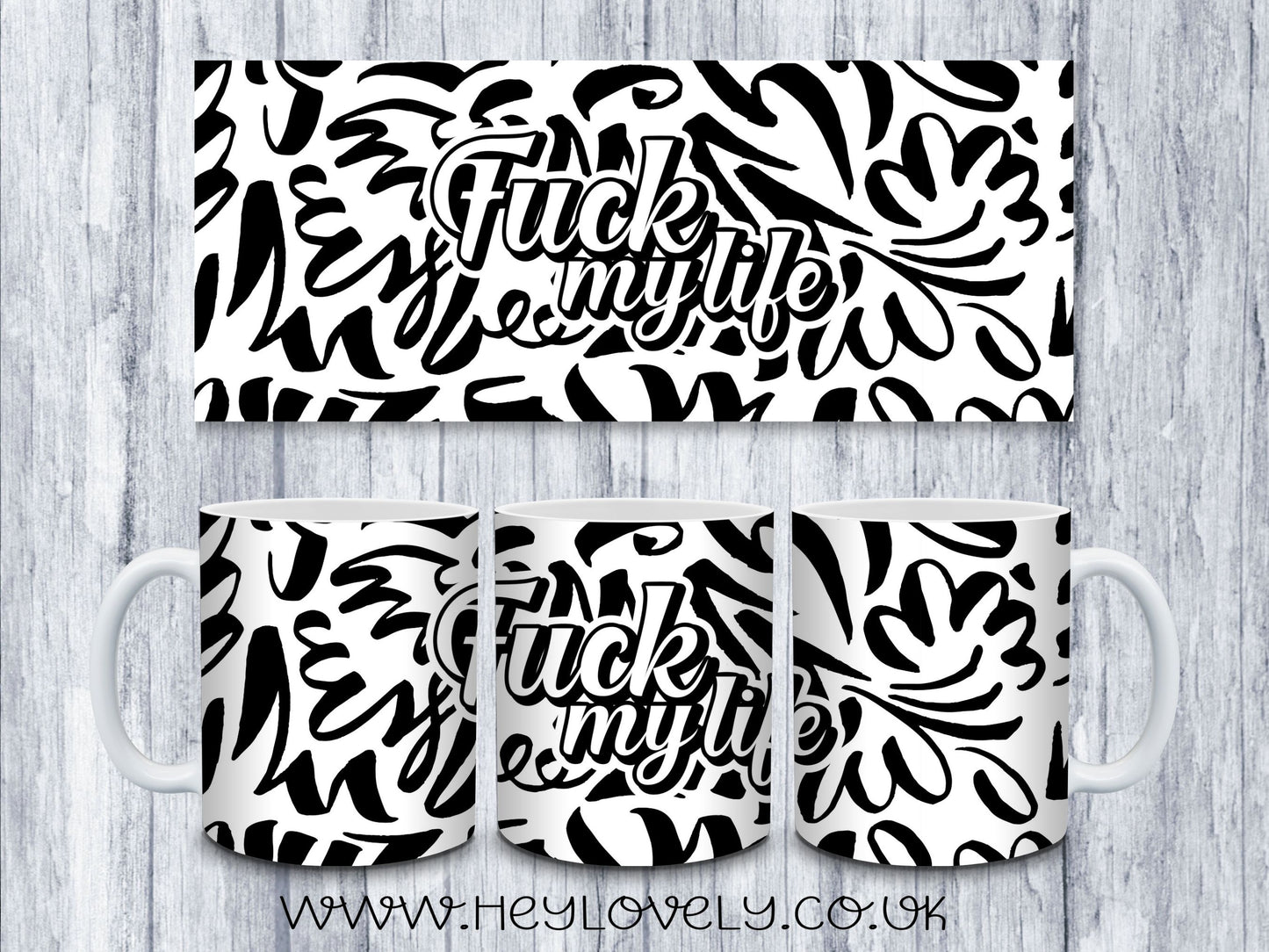 Sweary Mug Black & White Design