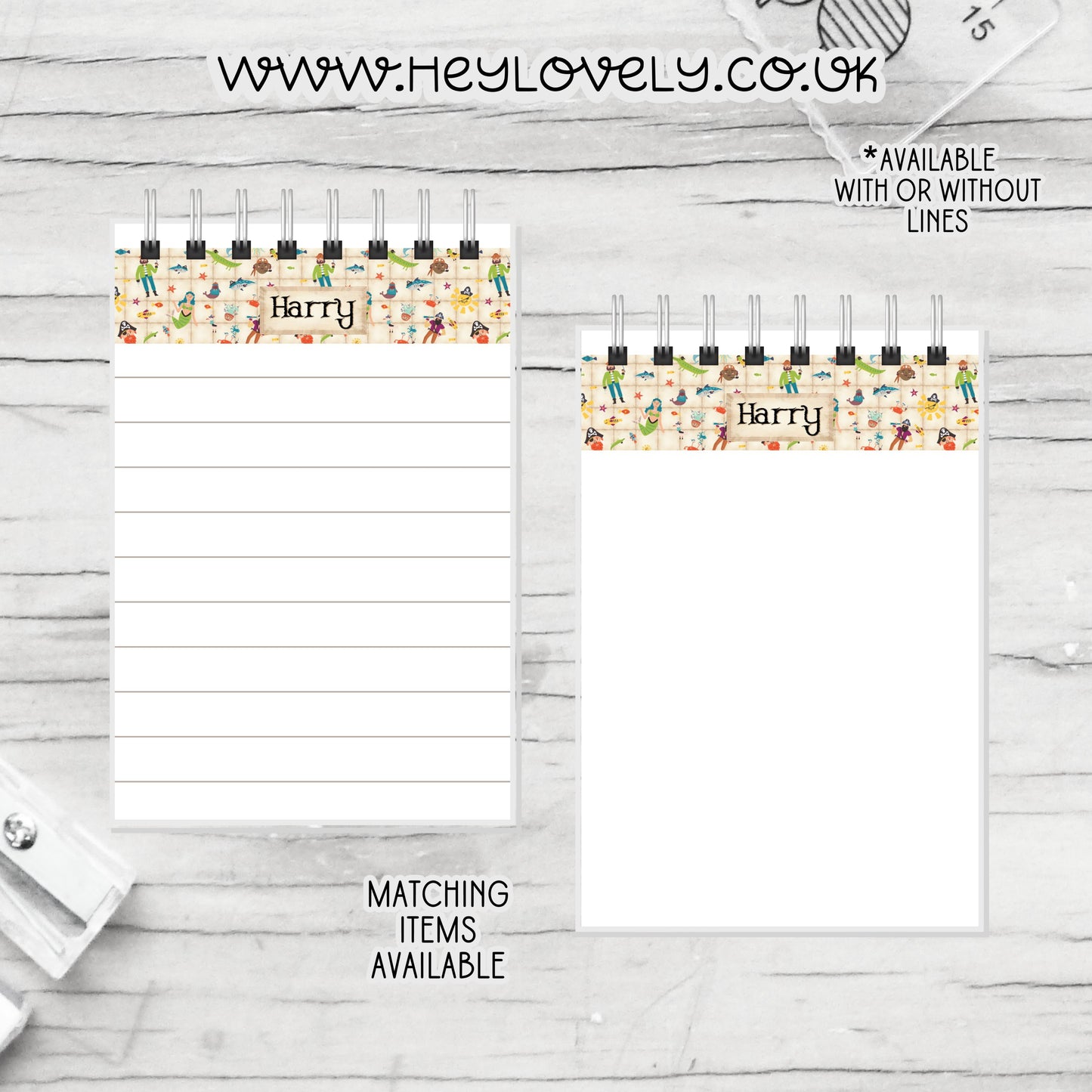 A6 or A5 Wire Bound Notepad * Set 48