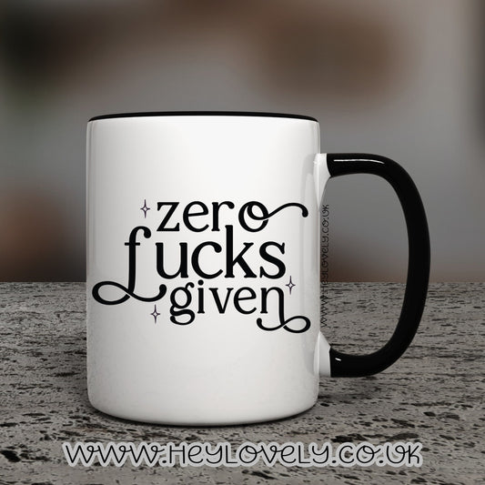 Zero f**ks given mug